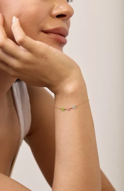 Bony Levy 14k Gold Enamel Flower Charm Bracelet