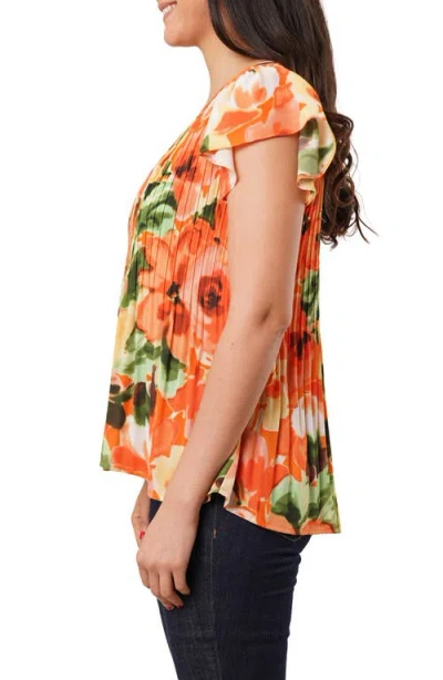 SUNNY LEIGH SUNNY LEIGH PLEATED FLUTTER SLEEVE TOP 