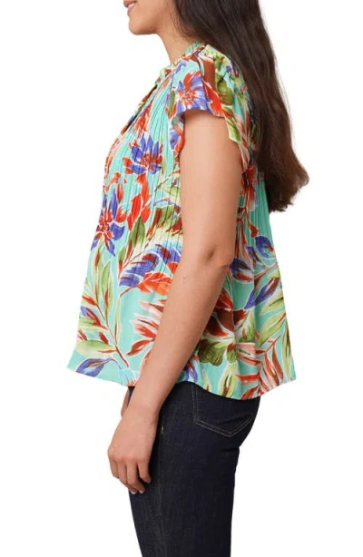 Sunny Leigh Pleated Tie Neck Short Sleeve Top