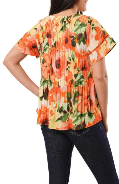 Sunny Leigh Ruffle Pleated Tie Neck Short Sleeve Top