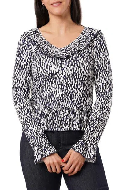 Sunny Leigh Ruffle V-neck Long Sleeve Top