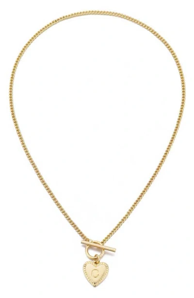 Adornia 14k Gold Plated Heart Initial Toggle Necklace
