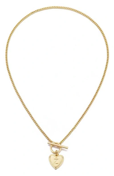 Adornia 14k Plated Diamond Heart Initial Toggle Necklace