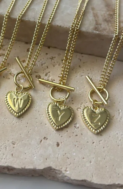 Adornia 14k Plated Diamond Heart Initial Toggle Necklace