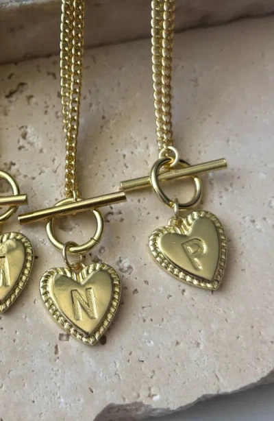 Adornia Initial Heart Toggle Necklace