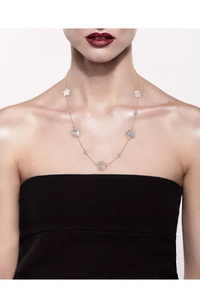 Kenneth Jay Lane Cubic Zirconia & Synthetic Mother-of-pearl Clover Station Necklace
