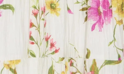 August Sky Floral Short Sleeve Tiered Midi Dress