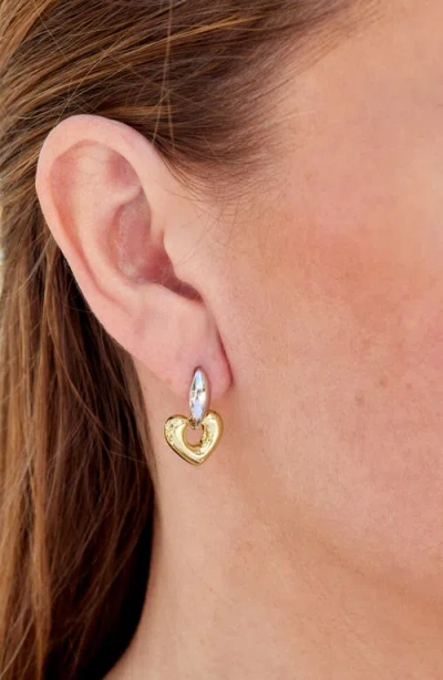 Savvy Cie Jewels Two-tone Heart Drop Earrings