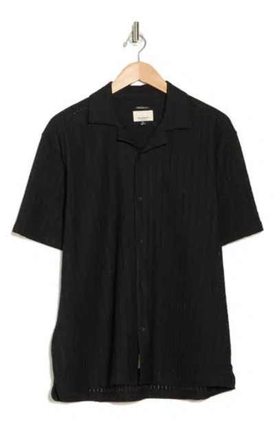 Civil Society Relaxed Fit Open Stitch Camp Shirt In Black