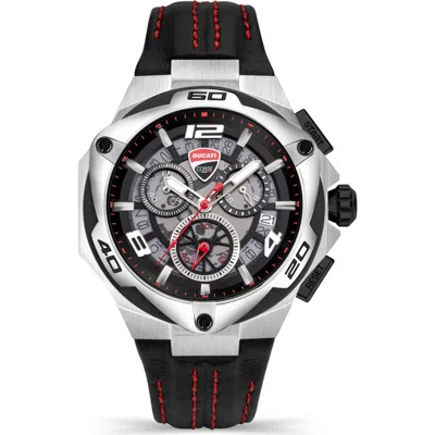 Ducati Corse Motore Leather Strap Chronograph Watch, 49mm X 56mm