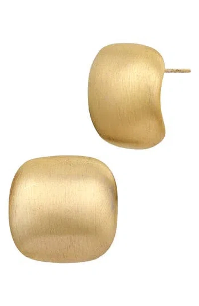 Savvy Cie Jewels Brushed Bold Cushion Stud Earrings