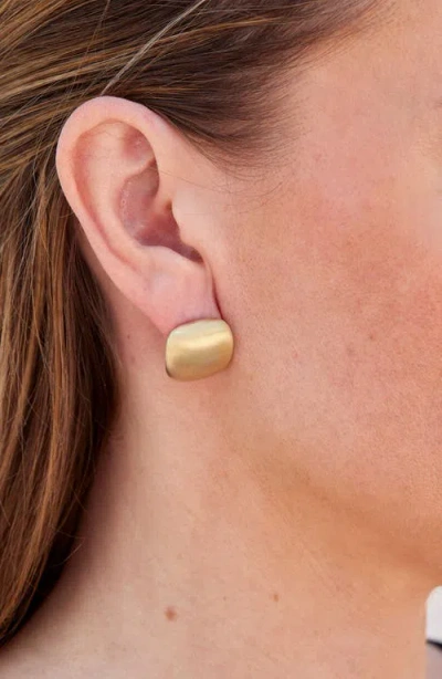 Savvy Cie Jewels Brushed Bold Cushion Stud Earrings