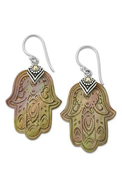 Samuel B. Mother-of-pearl Hamsa Two-tone Drop Earrings