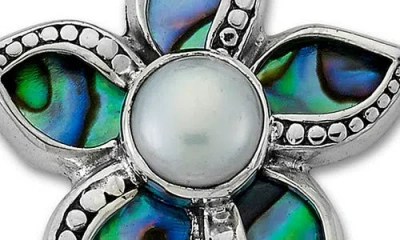 Samuel B. Sterling Silver Abalone & Pearl Flower Pendant