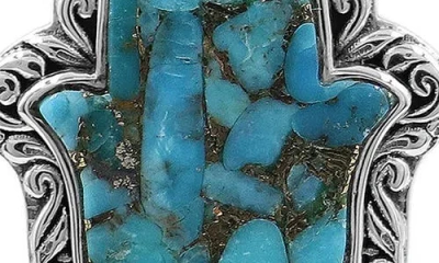 Samuel B. Sterling Silver Mohave Turquoise Hamsa Drop Earrings