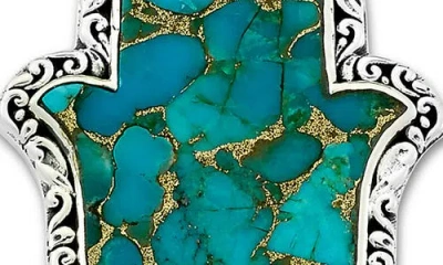 Samuel B. Sterling Silver Mohave Turquoise Hamsa Pendant