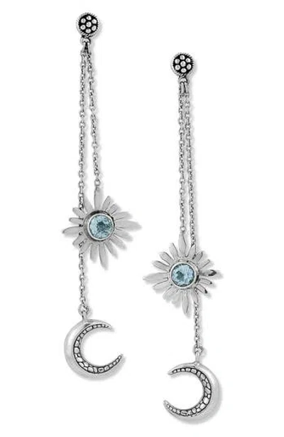 Samuel B. Blue Topaz Moon & Star Chain Drop Earrings