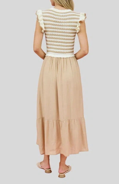 Zoe And Claire Mixed Media Midi Dress
