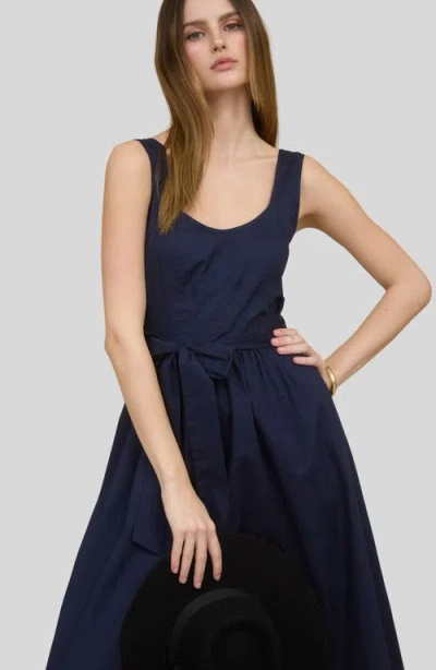 Zoe And Claire Belted A-line Midi Dress