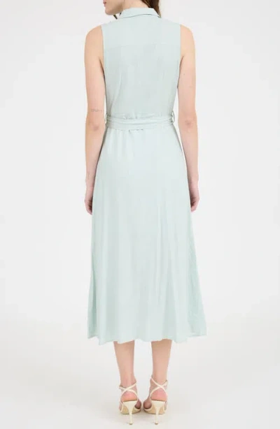 Zoe And Claire Belted Sleeveless Shirtdress
