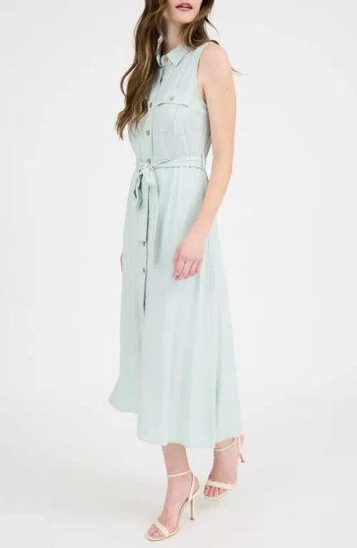 Zoe And Claire Belted Sleeveless Shirtdress