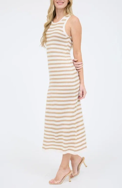 Zoe And Claire Stripe Sleeveless Knit Midi Dress