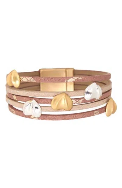 Saachi Heart Leaf Multi Strand Bracelet In Gold