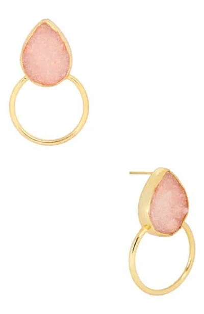 Saachi 18k Plated Druzy Cz Hoop Earrings