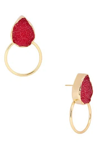 Saachi Druzy Adorned Hoop Earrings 613458 In Gold