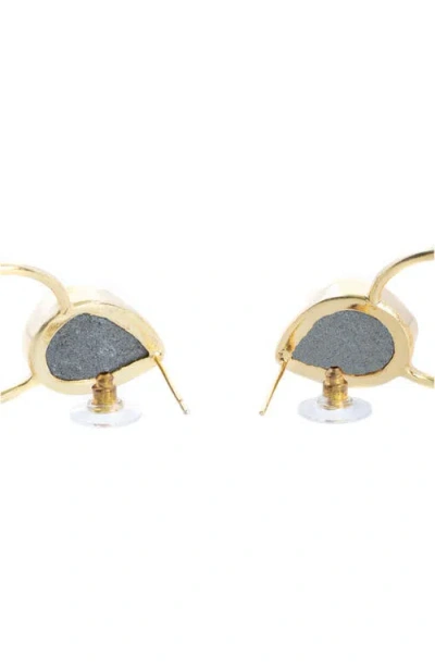 Saachi 18k Plated Druzy Cz Hoop Earrings