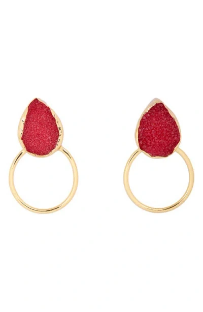 Saachi Druzy Adorned Hoop Earrings 613458 In Gold