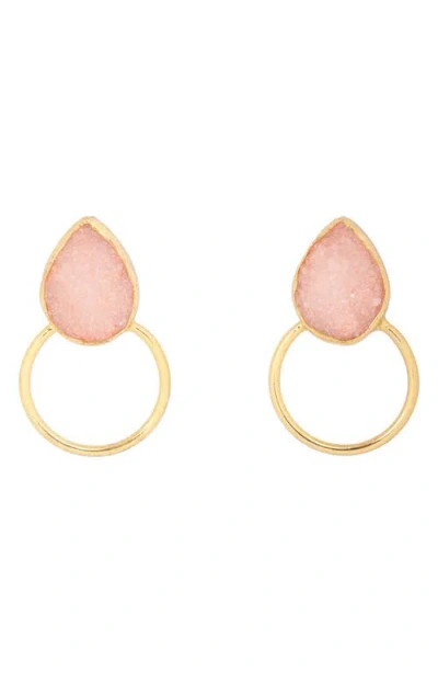 Saachi 18k Plated Druzy Cz Hoop Earrings