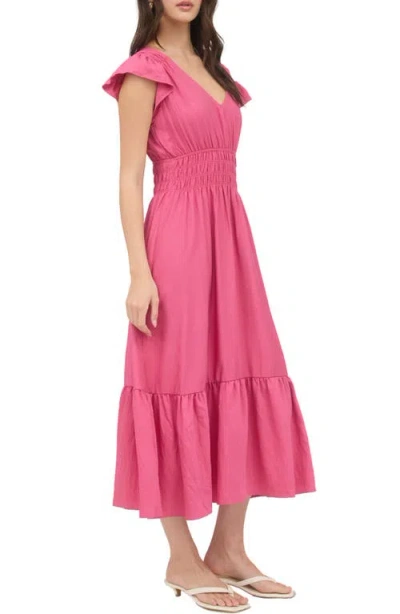 August Sky Flutter Sleeve Midi Dress