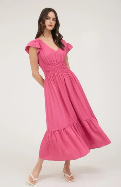 August Sky Flutter Sleeve Midi Dress