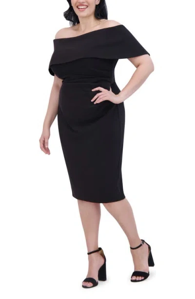 Vince Camuto Off The Shoulder Midi Cocktail Dress