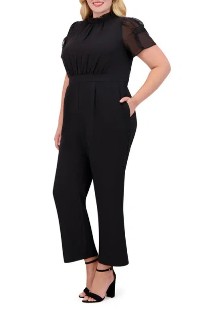 Vince Camuto Chiffon Short Sleeve Stretch Crepe Jumpsuit