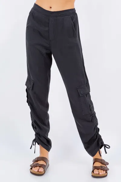 PAPARAZZI TENCEL SLUB CINCHED CARGO PANT - INSEAM 29" IN BLACK 