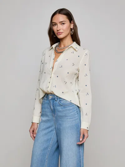 L Agence Laurent Embroidered Blouse
