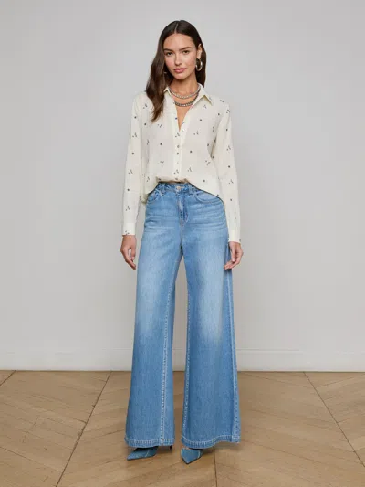 L Agence Laurent Embroidered Blouse