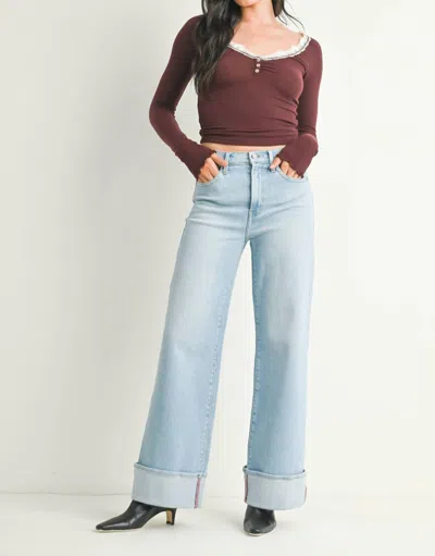 Just Black Denim Kristi Spring Cuffed Palazzo In Light Denim