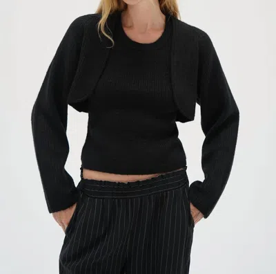 Lna Ean Shrug Sweater Set In Black