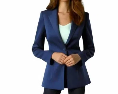 L.o.s. Collection Single Button Wool Blend Classic Blazer In Navy