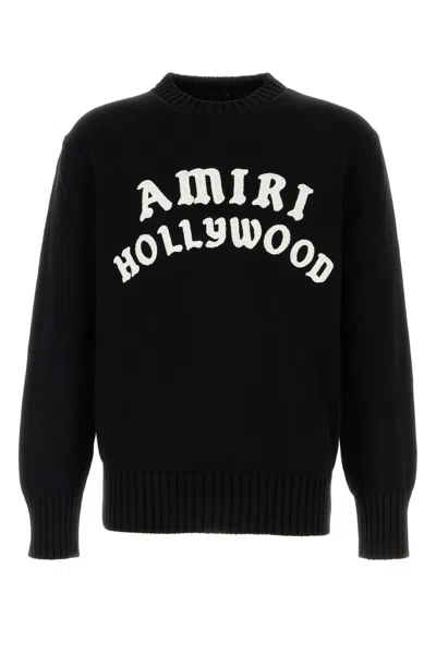 Amiri Black Sweater With Maxi Logo Lettering On The Front In Black