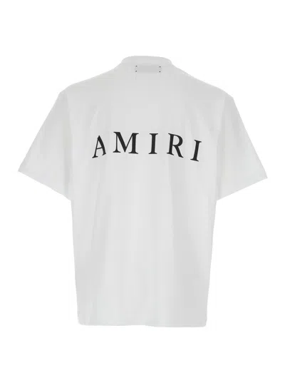 Amiri White Crewneck T-shirt With Logo Print On The Front And Logo Lettering On The Rear In Cotton Man