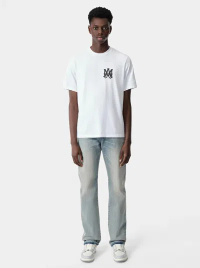 Amiri White Crewneck T-shirt With Logo Print On The Front And Logo Lettering On The Rear In Cotton Man