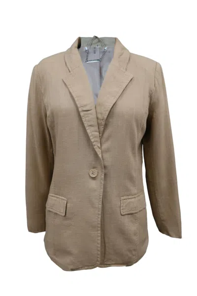 Paparazzi Women's Linen Blend Classic Lined Blazer In Khaki