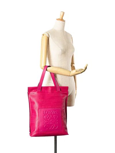 Pre-owned Loewe 2010-2024 Anagram Leather Shopper Tote Bag In Pink