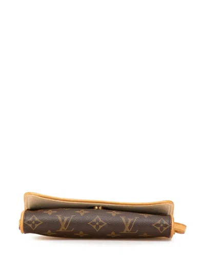 Pre-owned Louis Vuitton 2000 Monogram Pochette Twin Pm Crossbody Bag In Brown