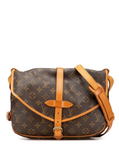 Pre-owned Louis Vuitton 1993 Monogram Saumur 30 Crossbody Bag In Brown