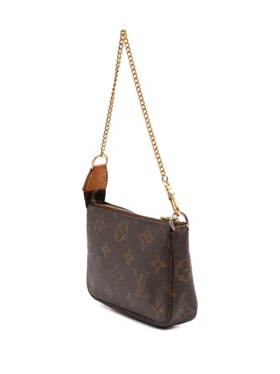 Pre-owned Louis Vuitton 2006 Monogram Mini Pochette Accessoires Handbag In Brown